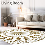 Golden Fan Medallion Radial Detail Rug