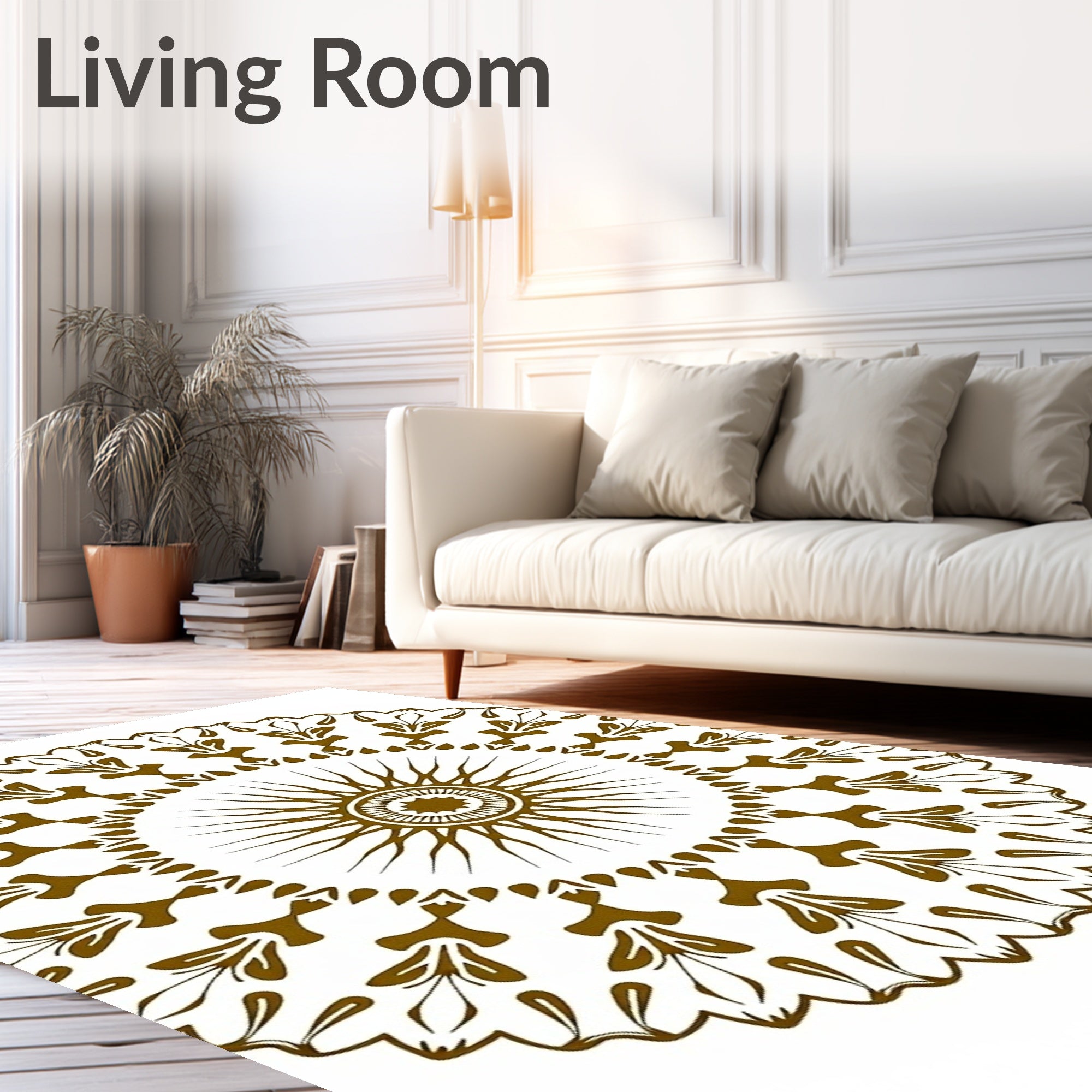 Golden Fan Medallion Radial Detail Rug
