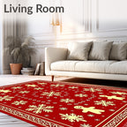 Red Gingerbread Snowflake Festive Rug