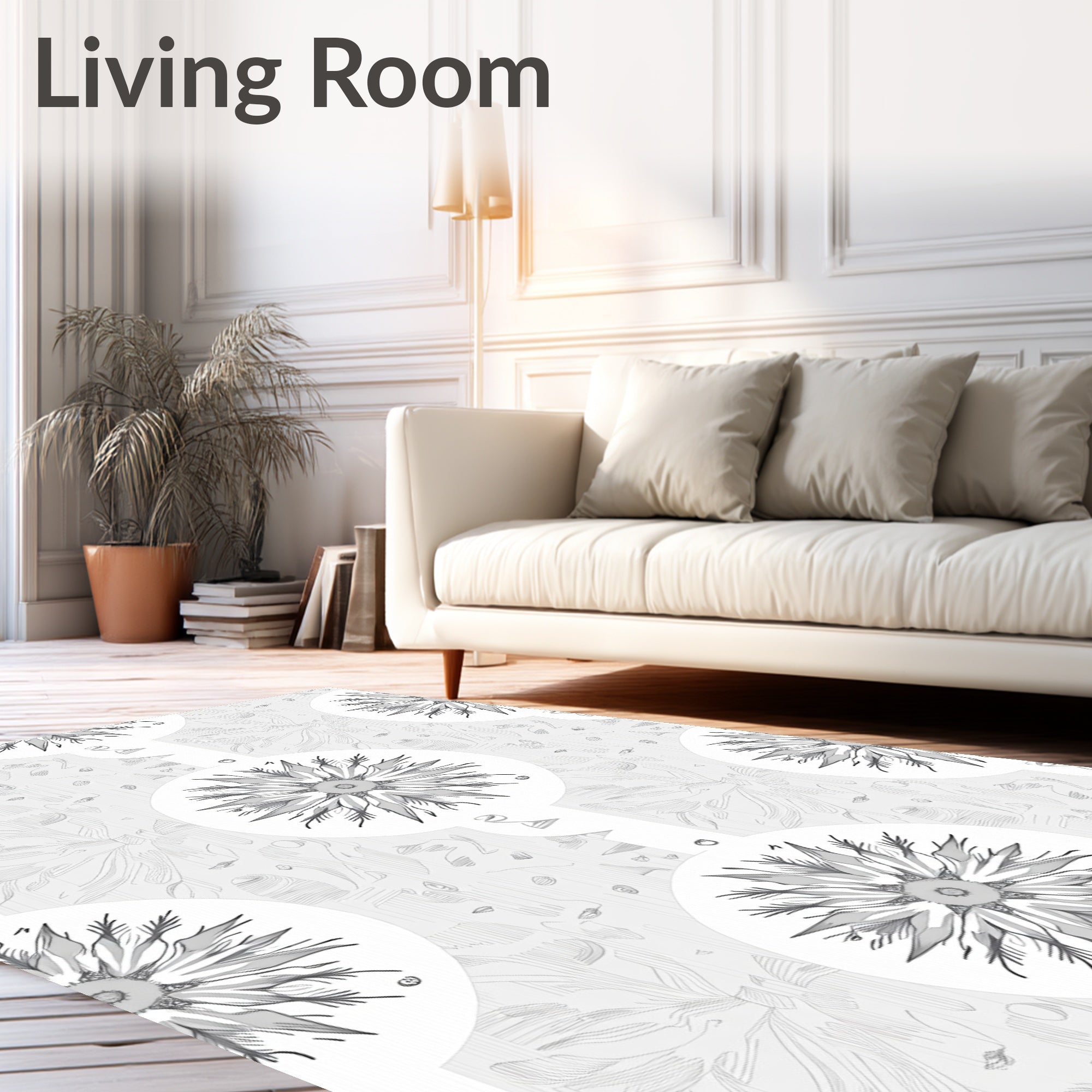 Monochromatic Abstract Starburst Floral Rug