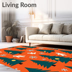 Festive Christmas Trees Gingerbread Snowflakes Rug