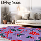 Retro Floral Mandala Lavender Rug