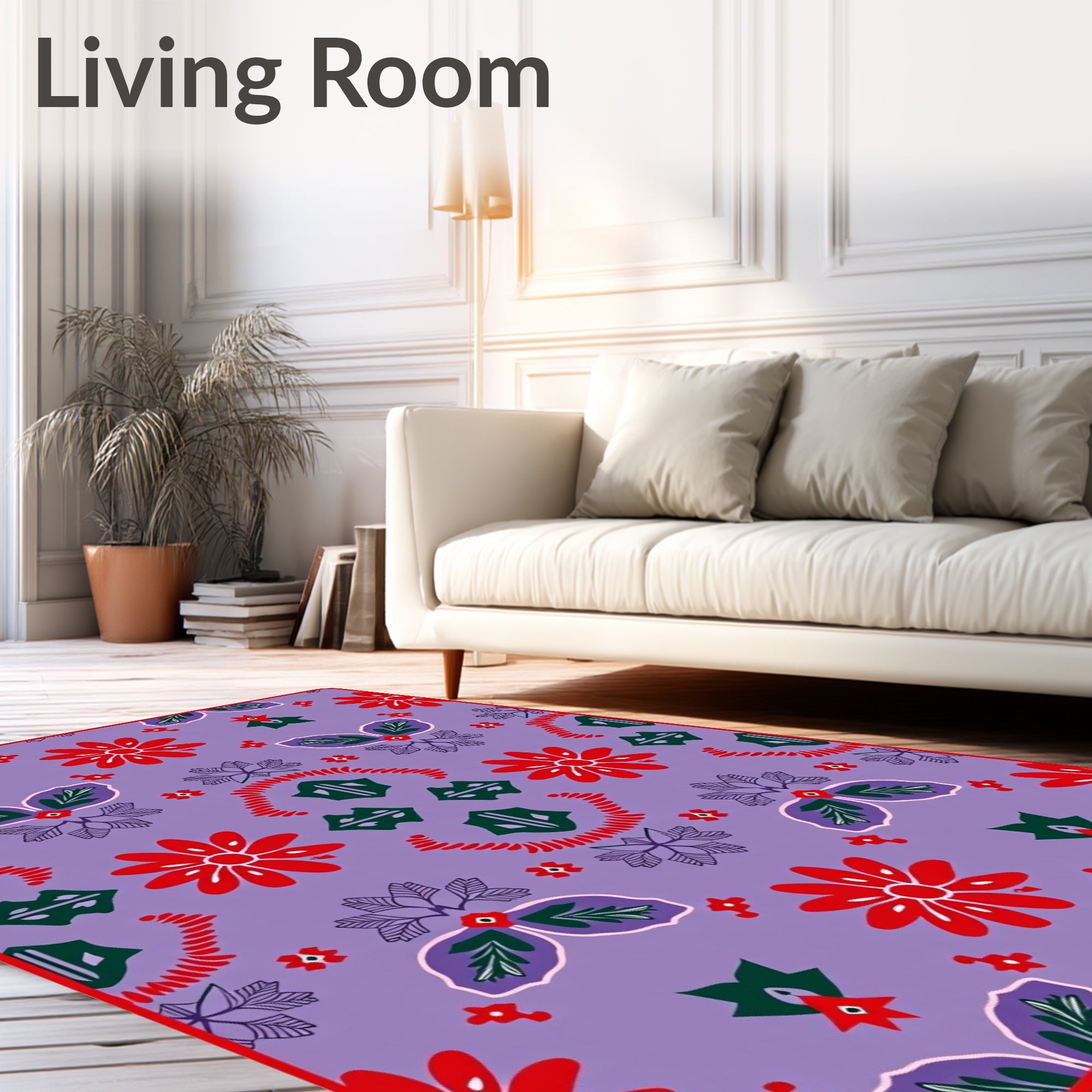 Retro Floral Mandala Lavender Rug