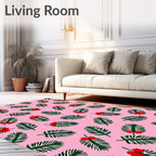 Pink Pine Sprig Berry Accents Rug