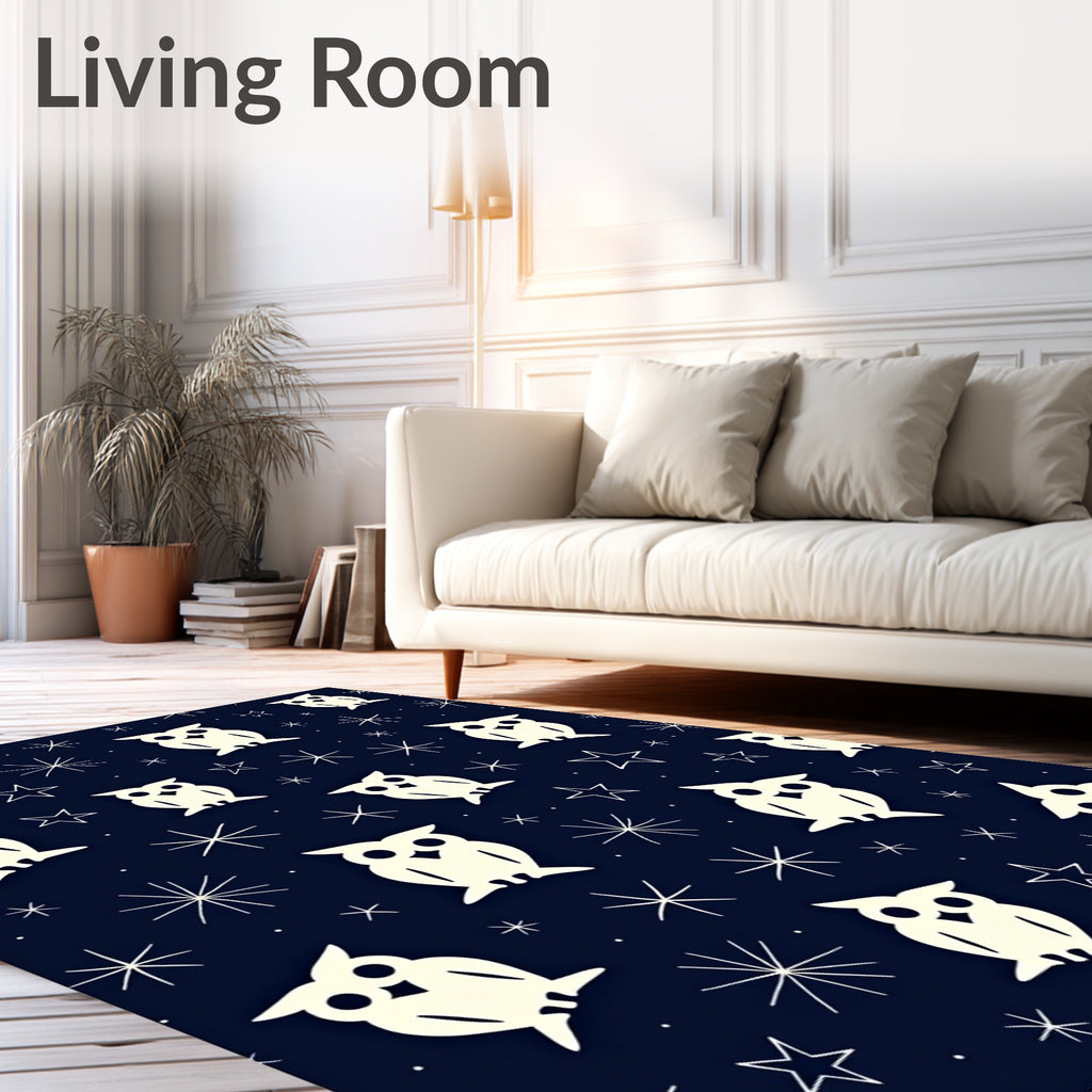 Cream Owl Starry Night Rug