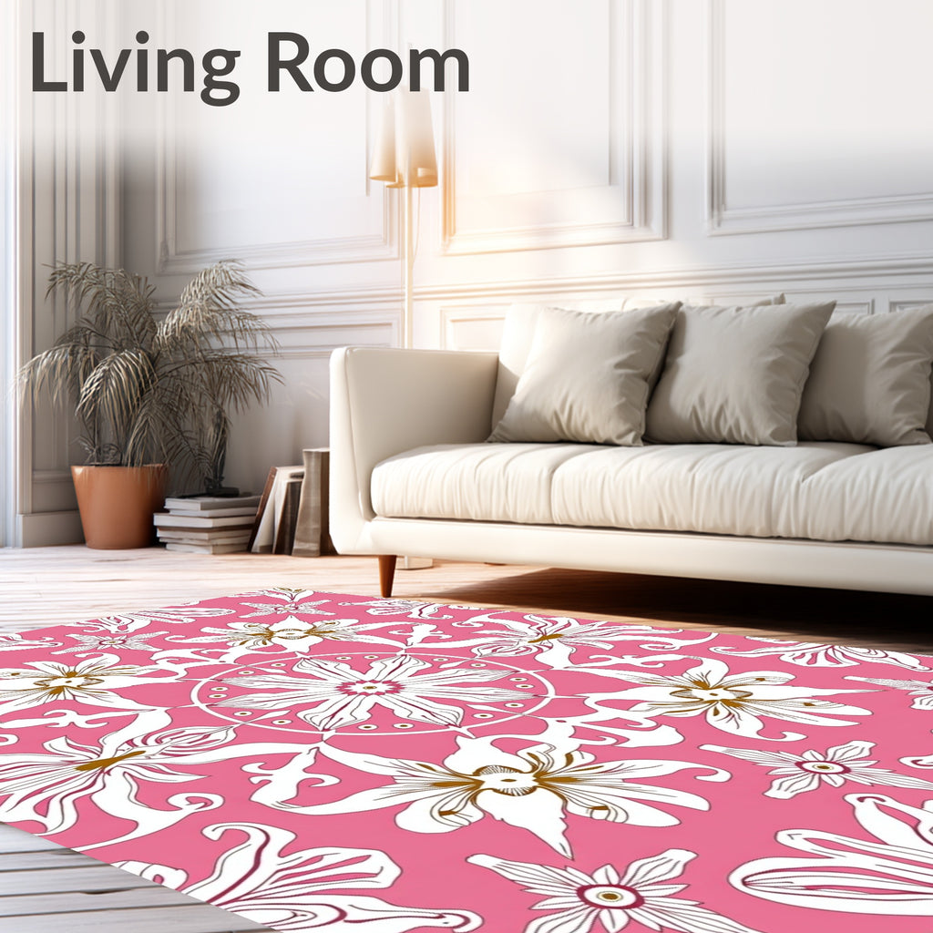 Pink Floral Medallion Art Nouveau Rug