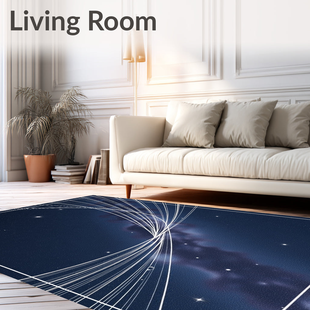 Cosmic Swirling Galaxy Light Trails Rug