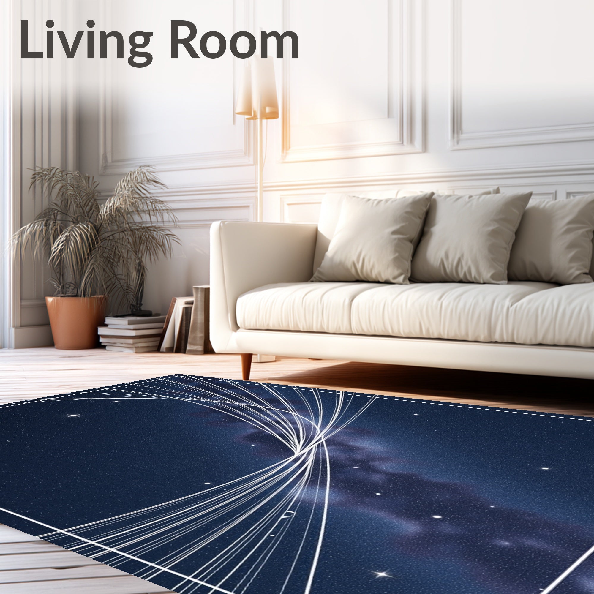 Cosmic Swirling Galaxy Light Trails Rug