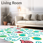 Whimsical Pig Face Ornament Swirls Rug