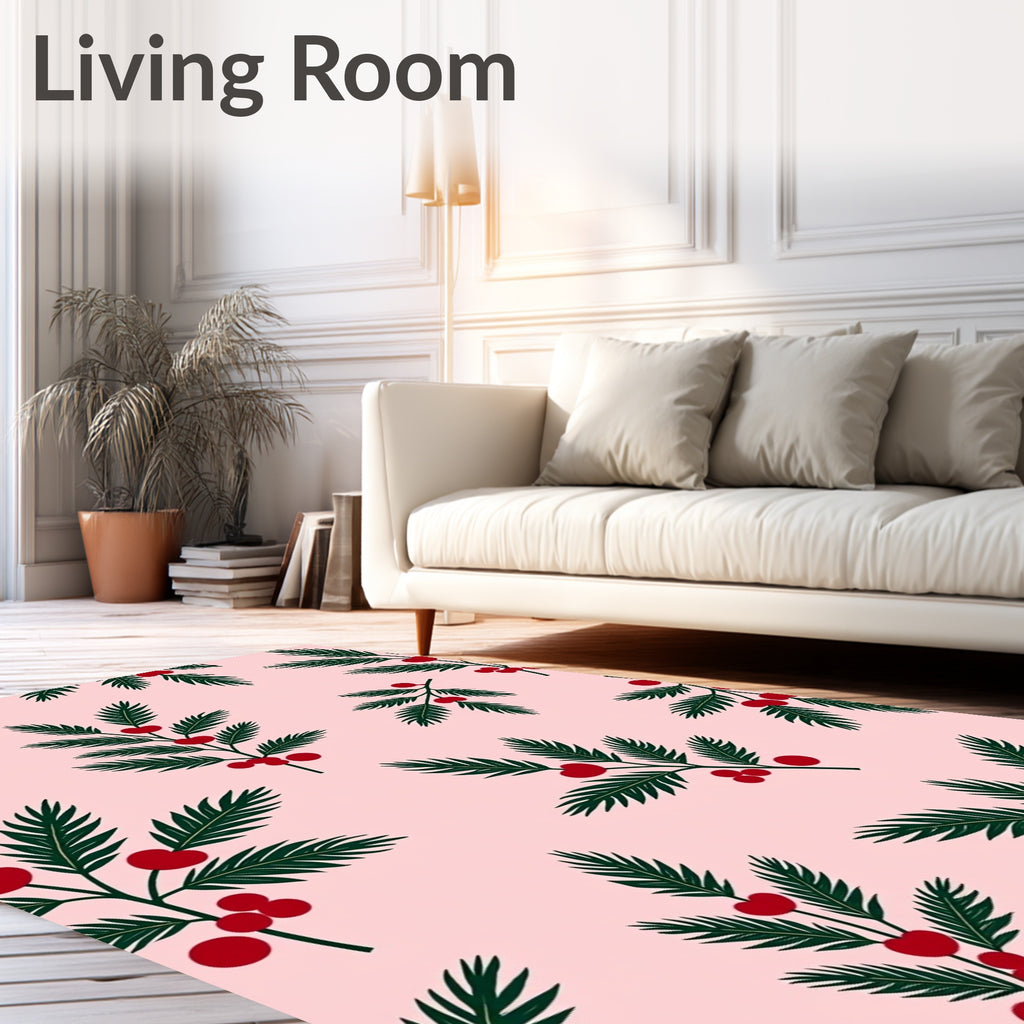 Festive Holly Berry Sprig Rug