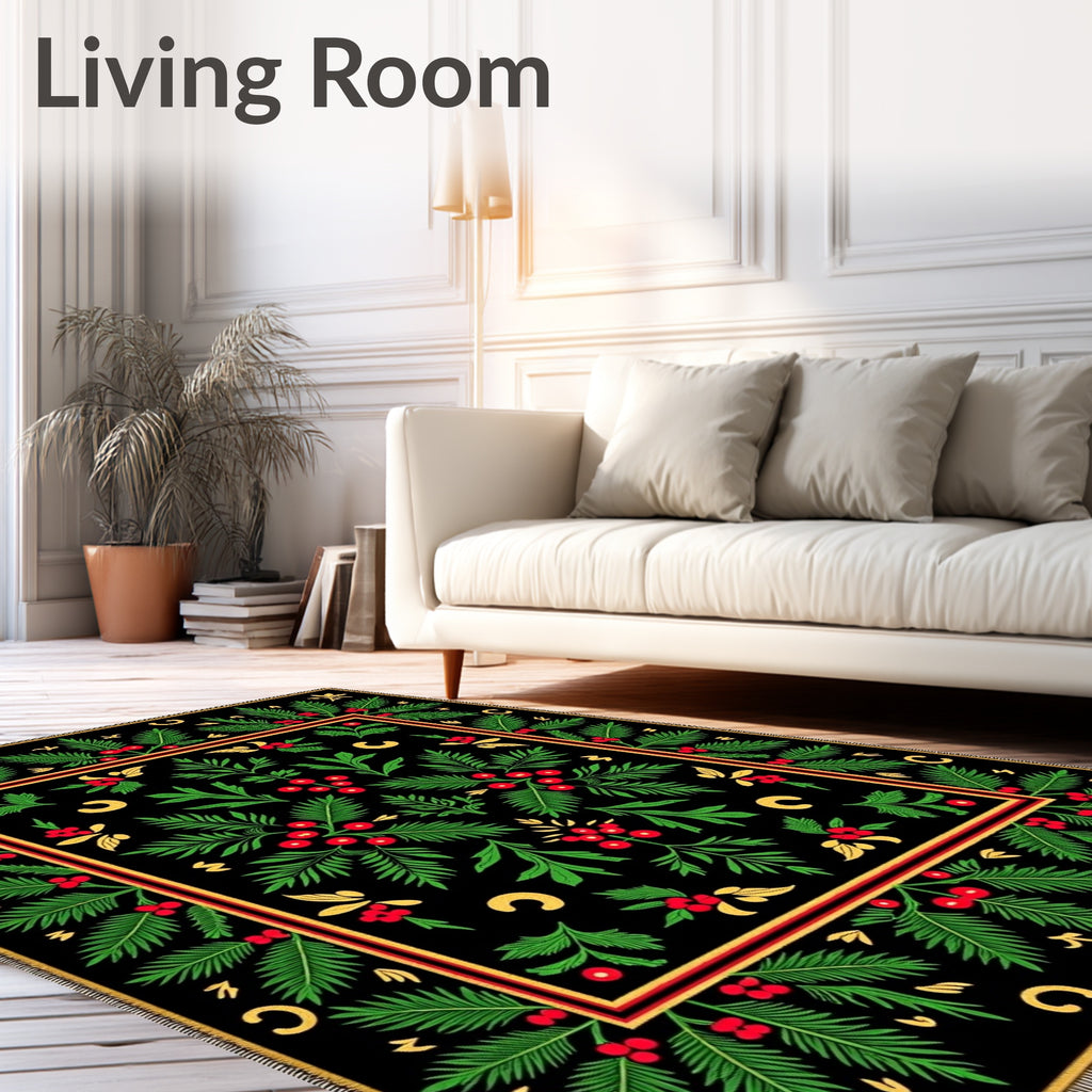 Black Emerald Hollyberry Floral Rug