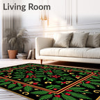 Black Emerald Hollyberry Floral Rug