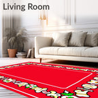Crimson Repeating Whimsical Flower Border Rug