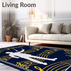 Conductor Silhouette With Yellow Music Notes Rug
