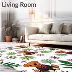 Whimsical Red Bow Dog Snowflake Garden Rug