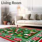 Red Green Christmas Figurines Snowflake Rug