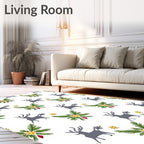Gray Deer White Poinsettia Star Rug