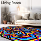 Vibrant Psychedelic Swirl Colorburst Rug