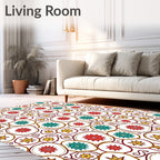 Retro Red Teal Star Scatter Rug