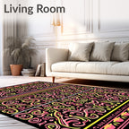 Pink Yellow Swirl Tribal Band Rug
