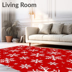 Red Snowfall With White Ice Crystals Rug