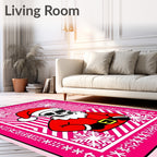 Pink Snow Flake Skeleton Santa Rug