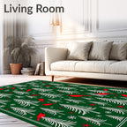 Cardinal Forest Snowy Pine Scene Rug
