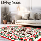 Festive Penguin Holiday Border Rug