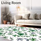Green Evergreen Stars and Blooms Rug