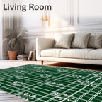 Forest Green White Leaf Plaid Harmony Rug
