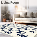 Navy Deer Forest Scene Rug