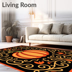 Autumn Pumpkin Ornate Scrollwork Rug