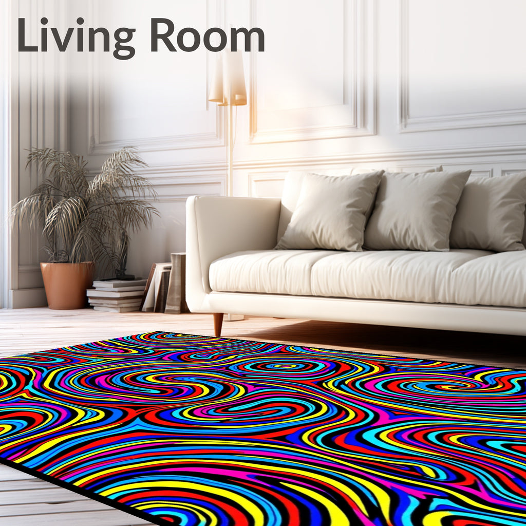 Psychedelic Swirl Colorful Wave Rug