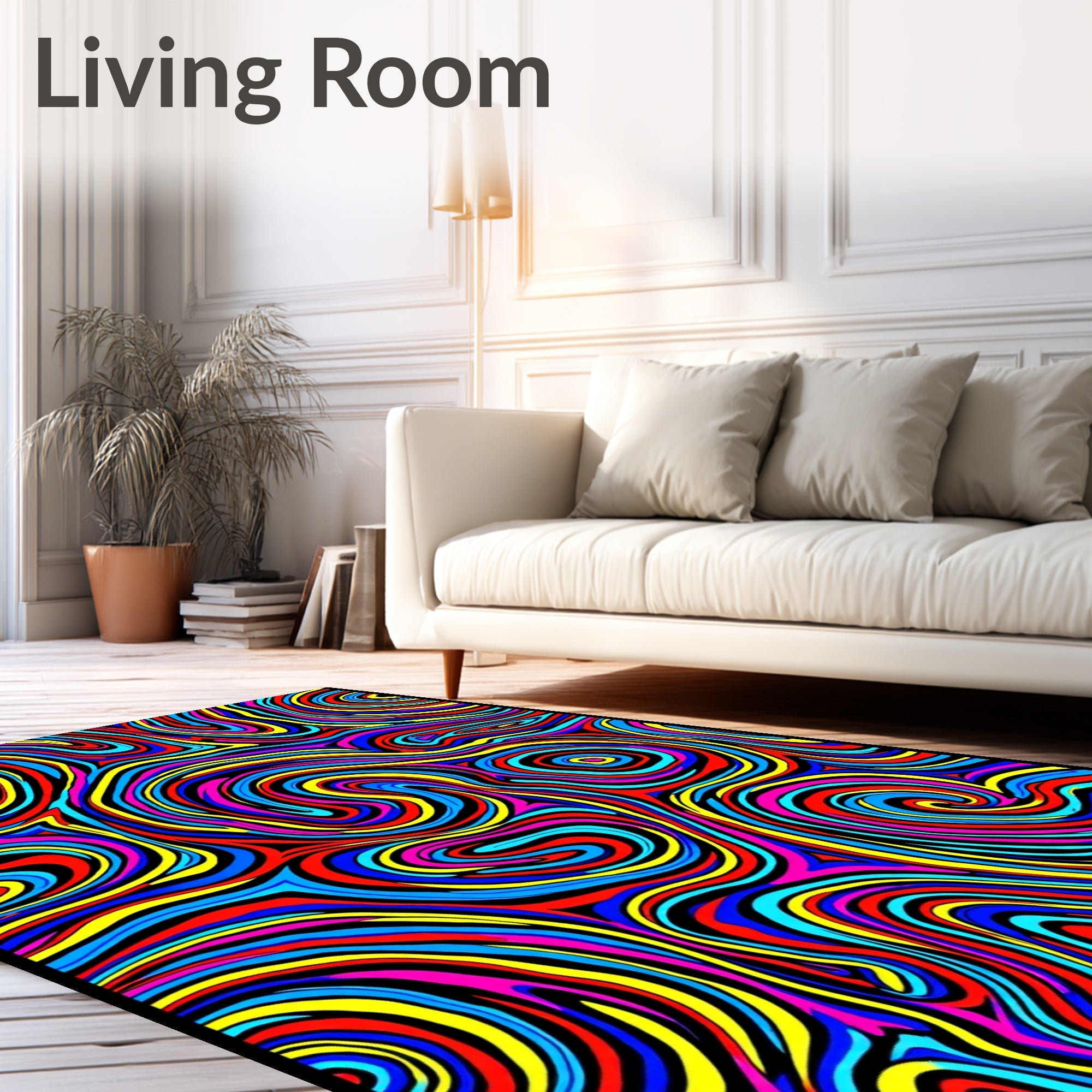 Psychedelic Swirl Colorful Wave Rug