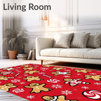 Festive Gingerbread Man Snowflakes Candy Rug