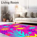 Whimsical Pink Turtle Fish Coral Rug