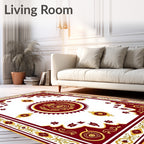 Regal Crimson Gold Crest Medallion Rug