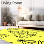 Minimalist Yellow Outline Trees Rug