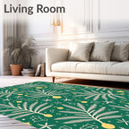 Green White Yellow Holiday Ornaments Tree Rug