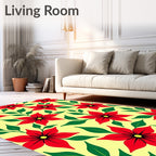 Vibrant Red Petal Floral Branches Rug
