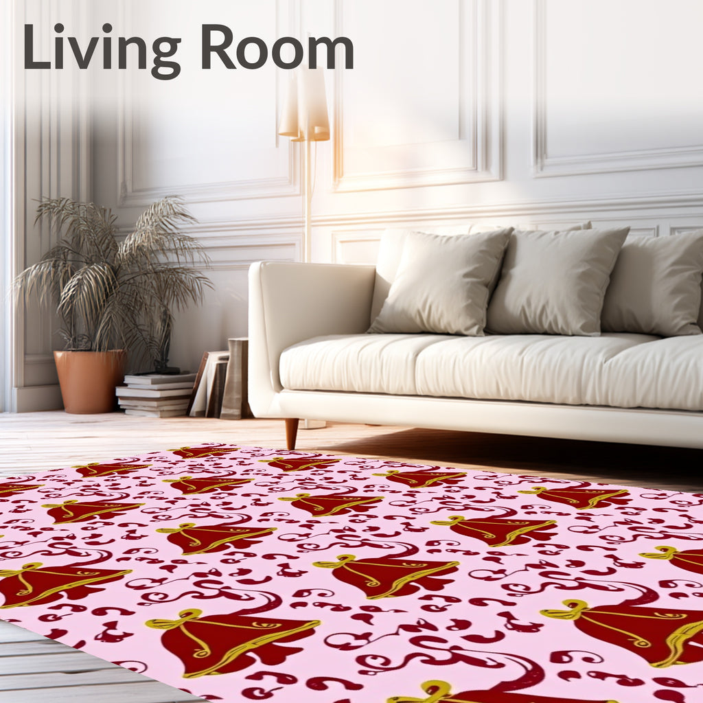 Crimson Bell Garland With Gold Bows Rug