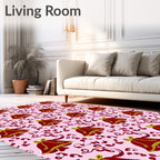 Crimson Bell Garland With Gold Bows Rug