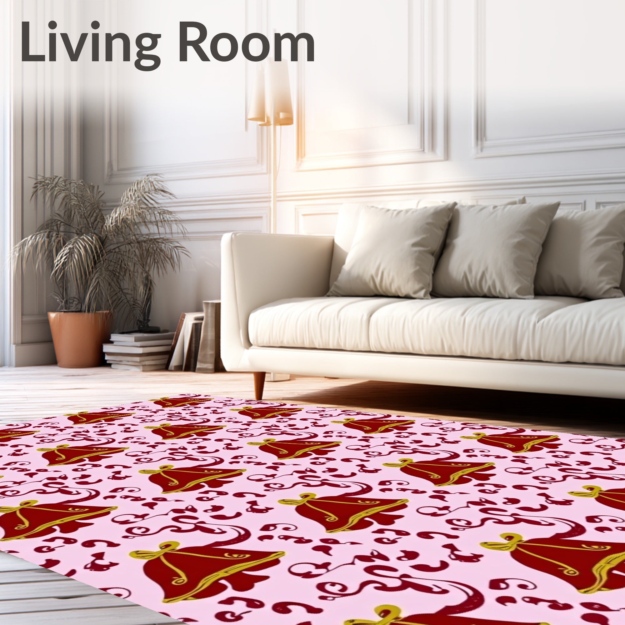 Crimson Bell Garland With Gold Bows Rug