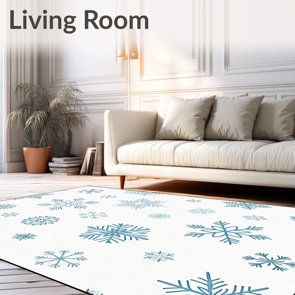 Winter Blue Snowflake Array Rug