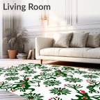 Festive Green Red Floral Vine Rug