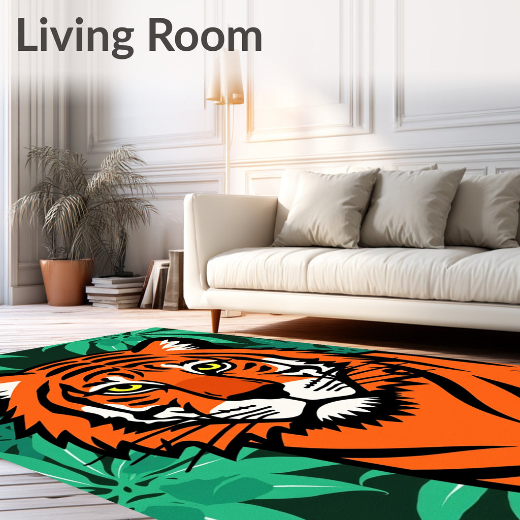 Bold Orange Tiger Jungle Portrait Rug