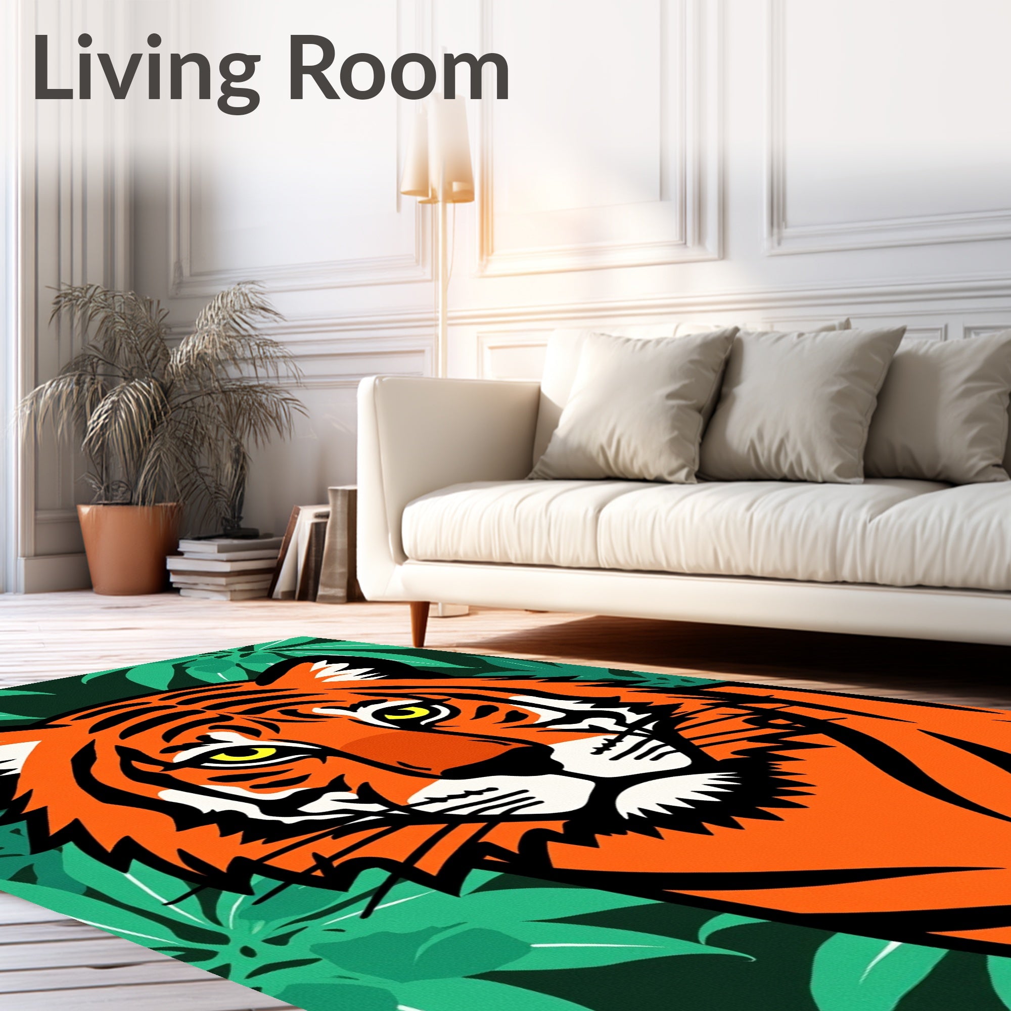 Bold Orange Tiger Jungle Portrait Rug