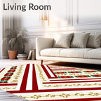 Red Cream Golden Festive Crackers Rug