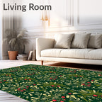 Deep Forest Red Berry Foliage Rug