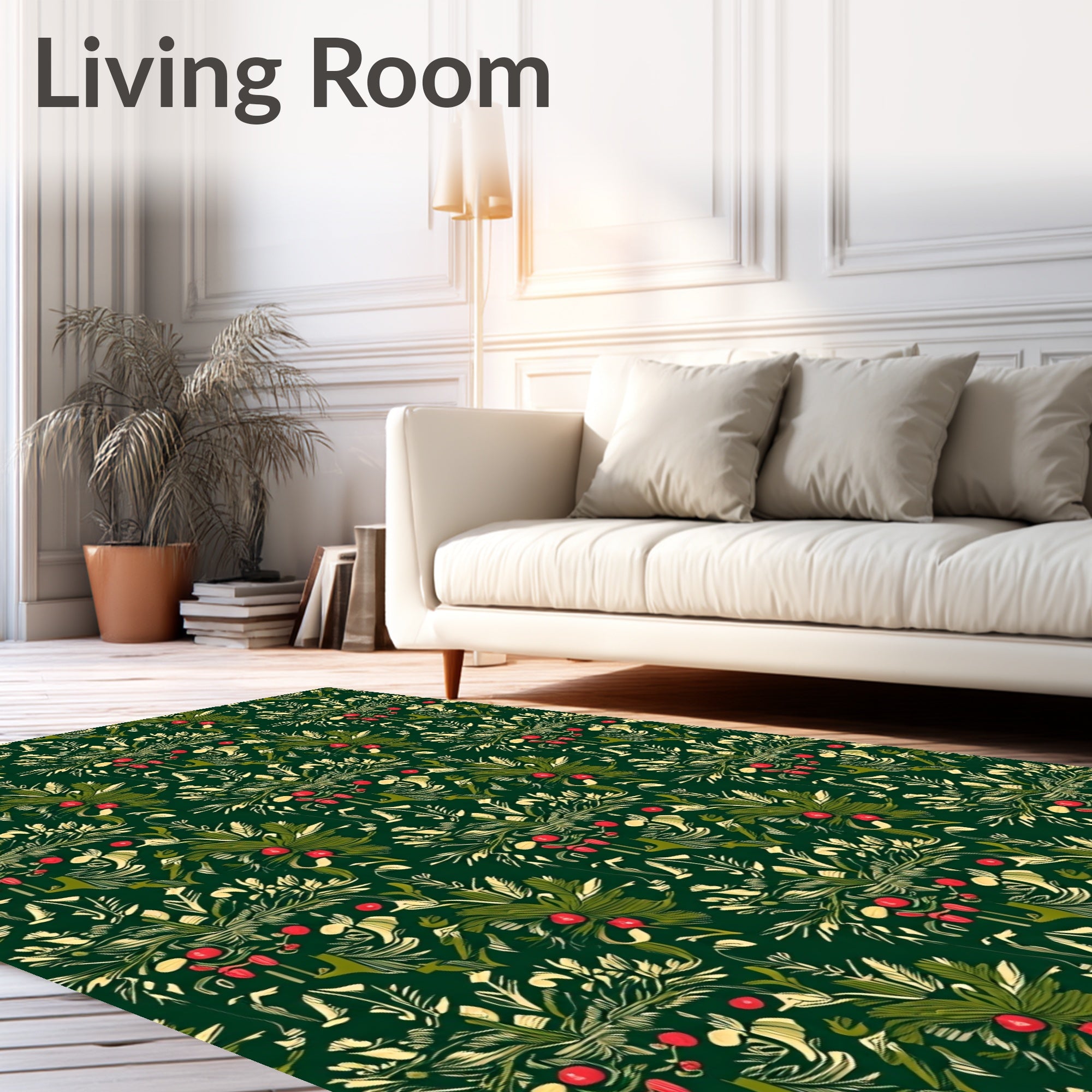 Deep Forest Red Berry Foliage Rug